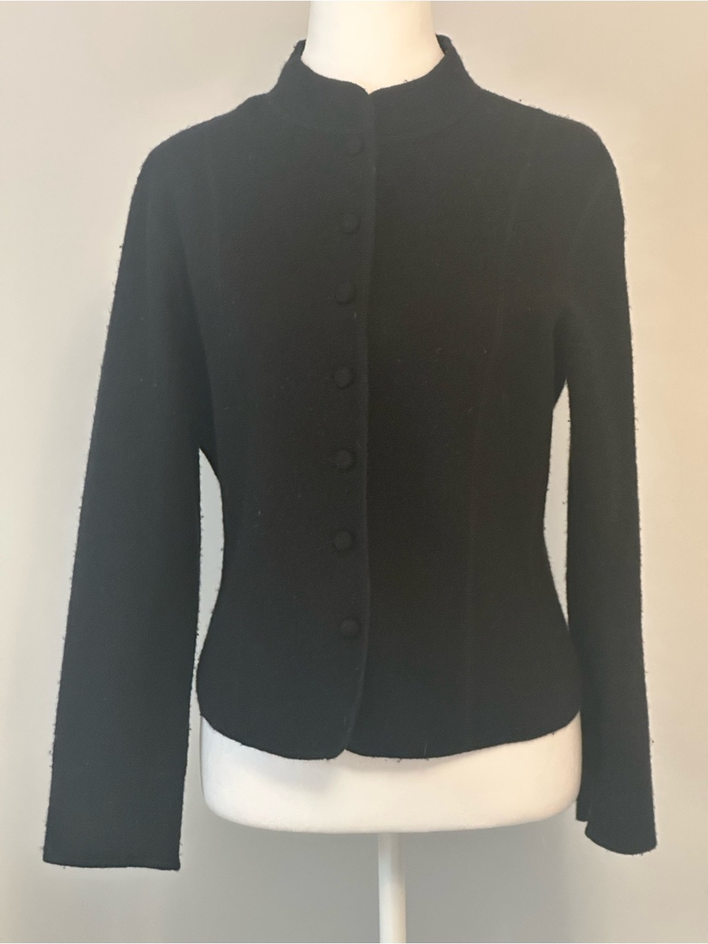 Talbots Black Mock Neck Wool Riding Jacket Size S